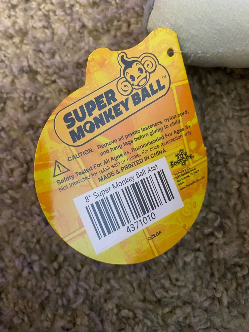 Sega Toy Factory Super Monkey Ball Doctor Plush Stuffed Animal Toy.